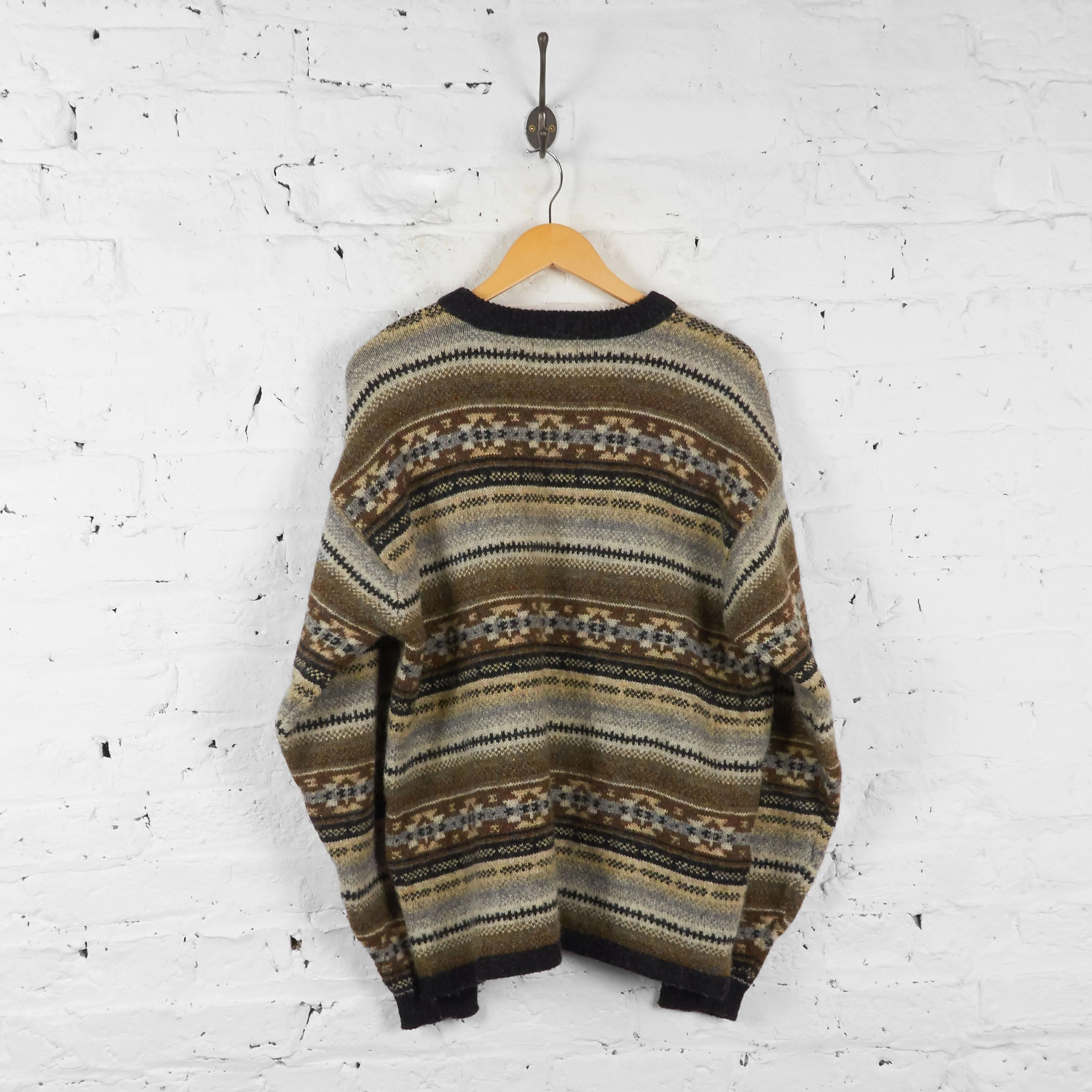 Vintage Patterned Jumper - Brown - XL