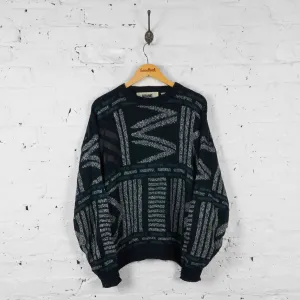 Vintage Zig Zag Patterned Jumper - Black - XL