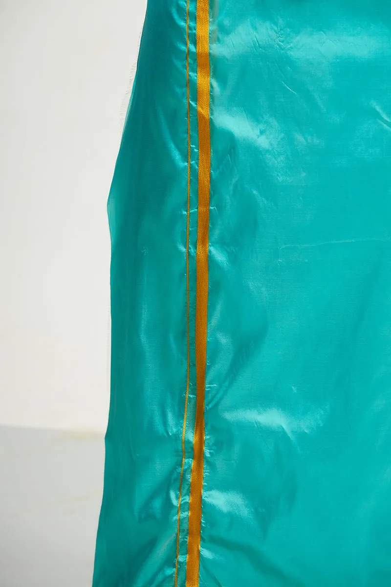 Vriksham - Green Shirt and Matching Double Layered Dhoti 2 in 1 Wedding Set For Mens | Uathayam