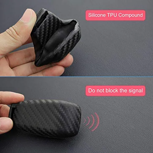 VSLIH Carbon Fiber Texture Remote Key Fob Case Cover Holder for Mercedes Benz E-Class E300 E350 E400 2016-2019