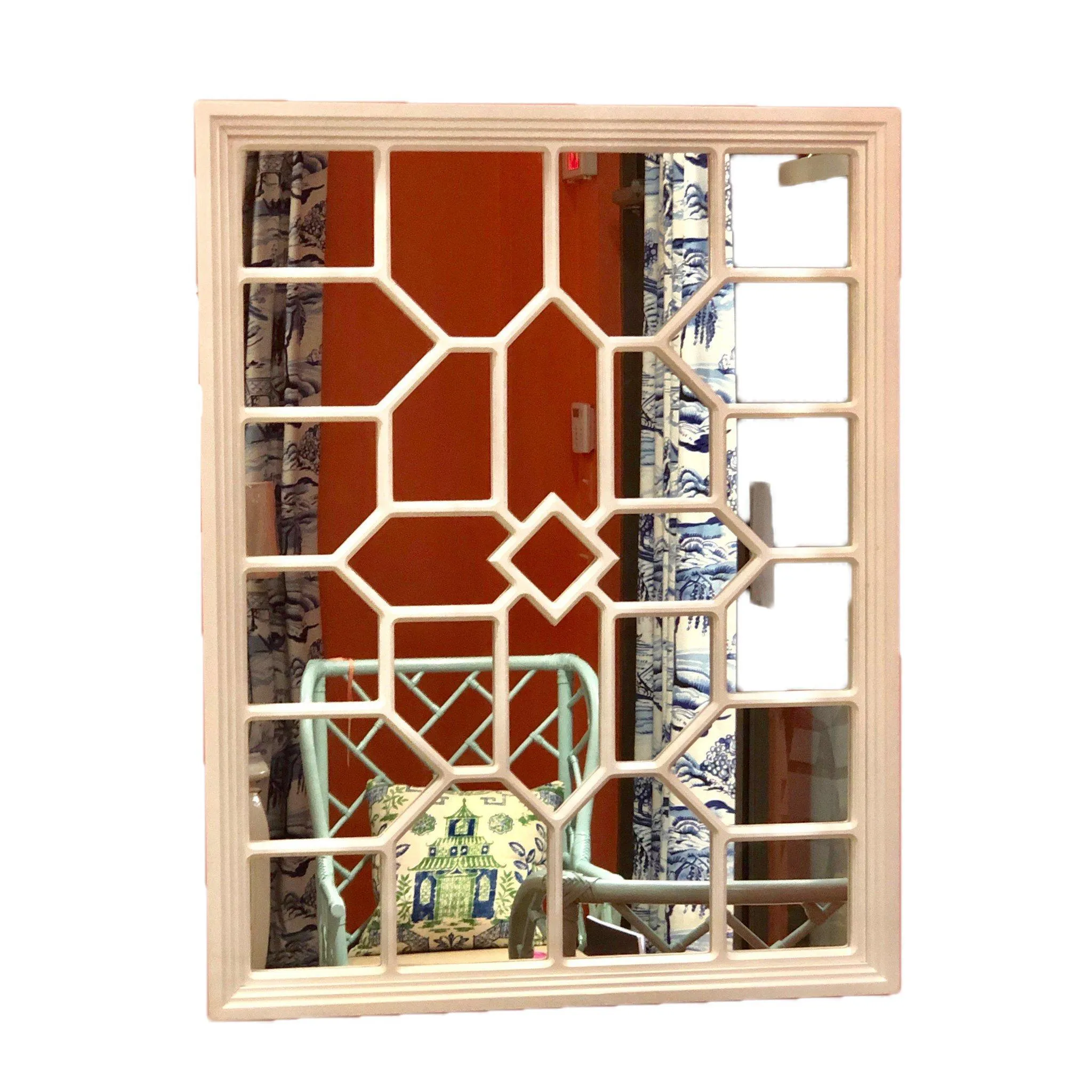 White Chippendale Trellis Mirror
