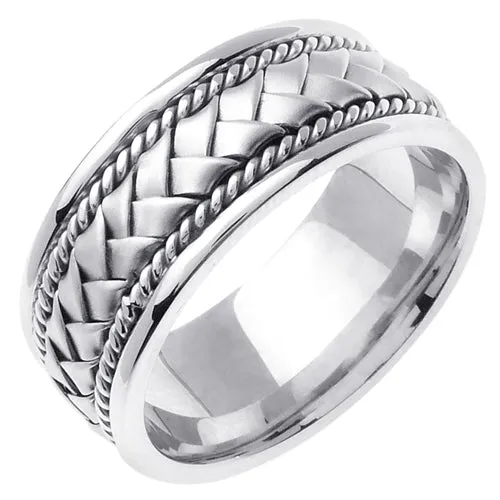 White or Yellow 18k Hand Braided Cord Ring Band