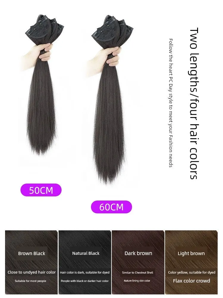Wig Set Long Hair One-Piece Invisible Seamless Fluffy Three-Piece Straight Hair