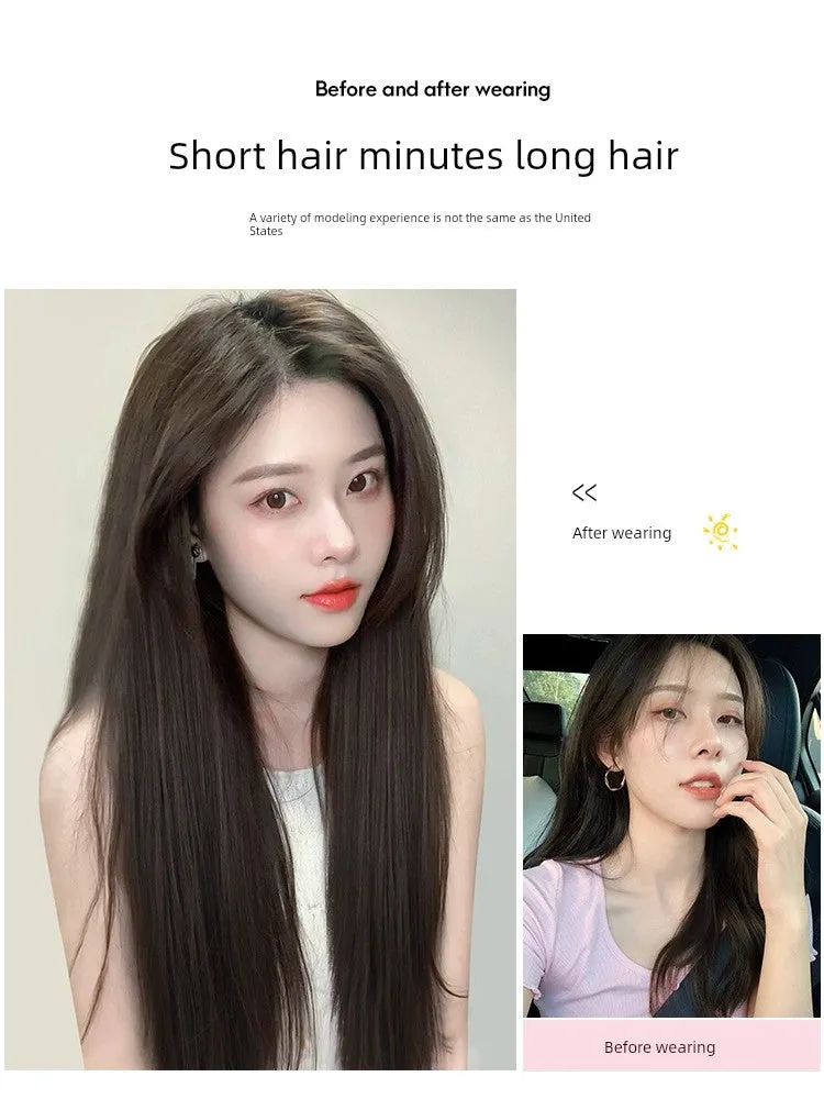 Wig Set Long Hair One-Piece Invisible Seamless Fluffy Three-Piece Straight Hair