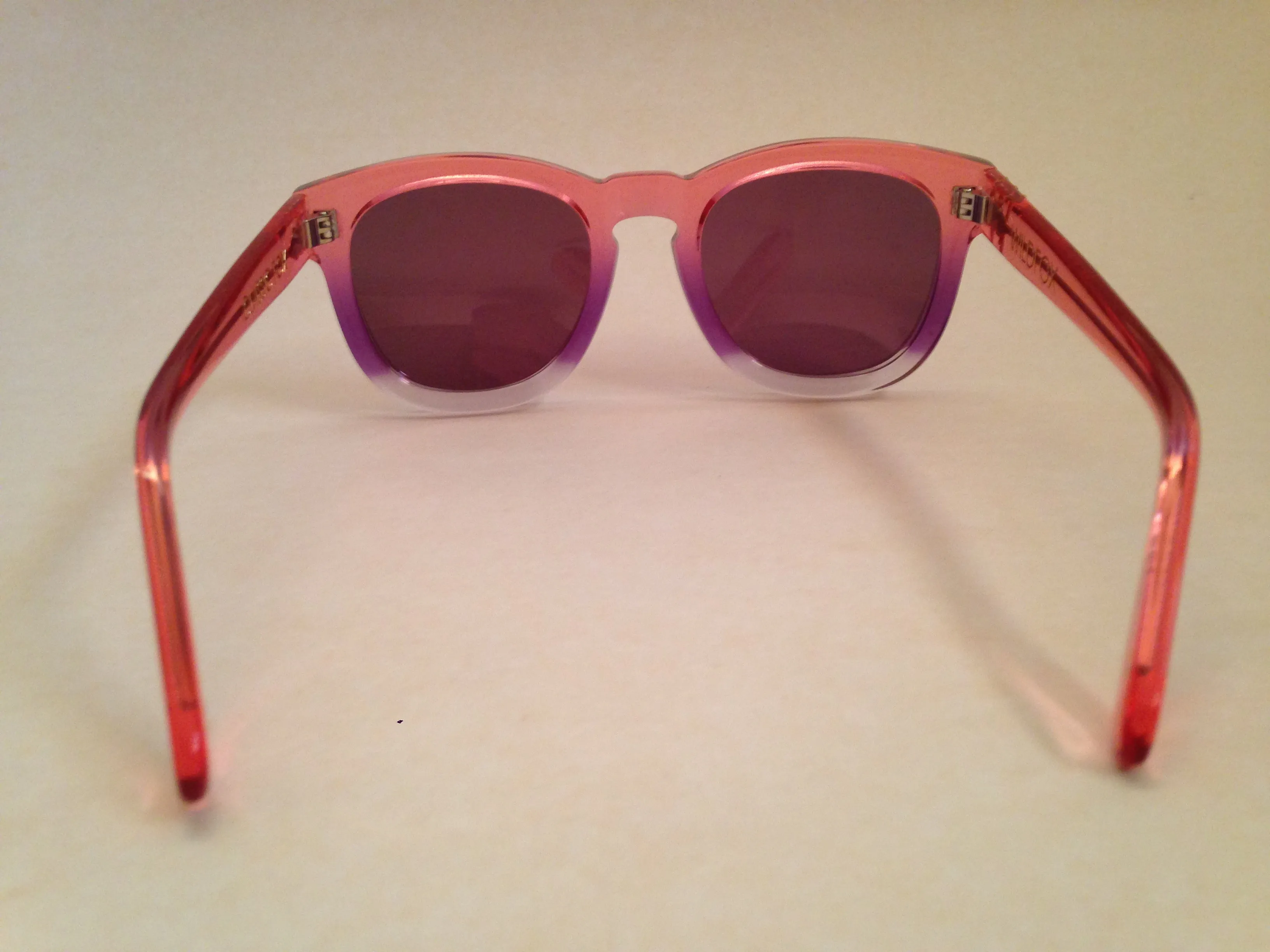 Wildfox Classic Fox Sunglasses Square Nightfall Pink Clear Frame Pink Purple Mirror Flash Lens