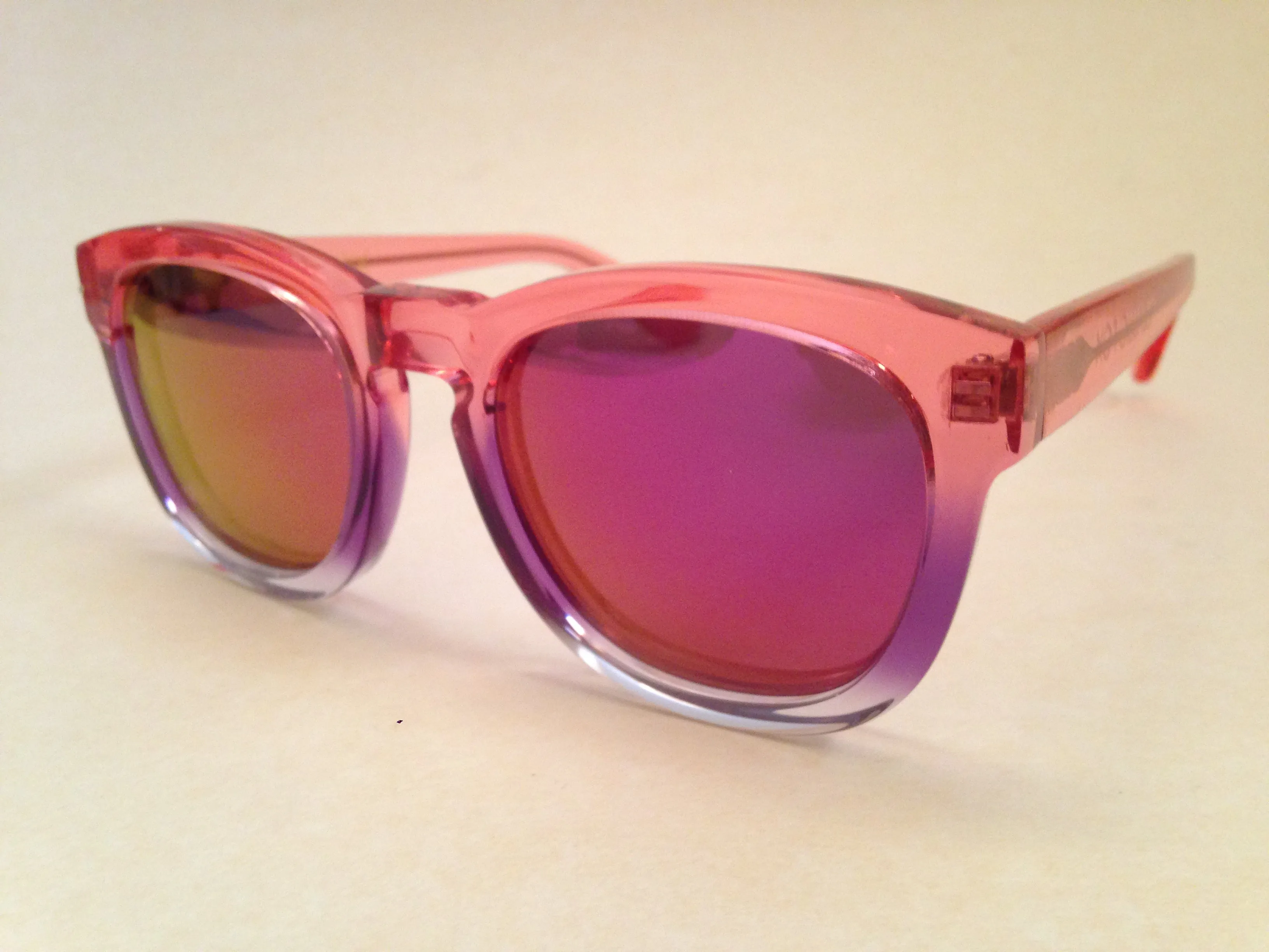 Wildfox Classic Fox Sunglasses Square Nightfall Pink Clear Frame Pink Purple Mirror Flash Lens