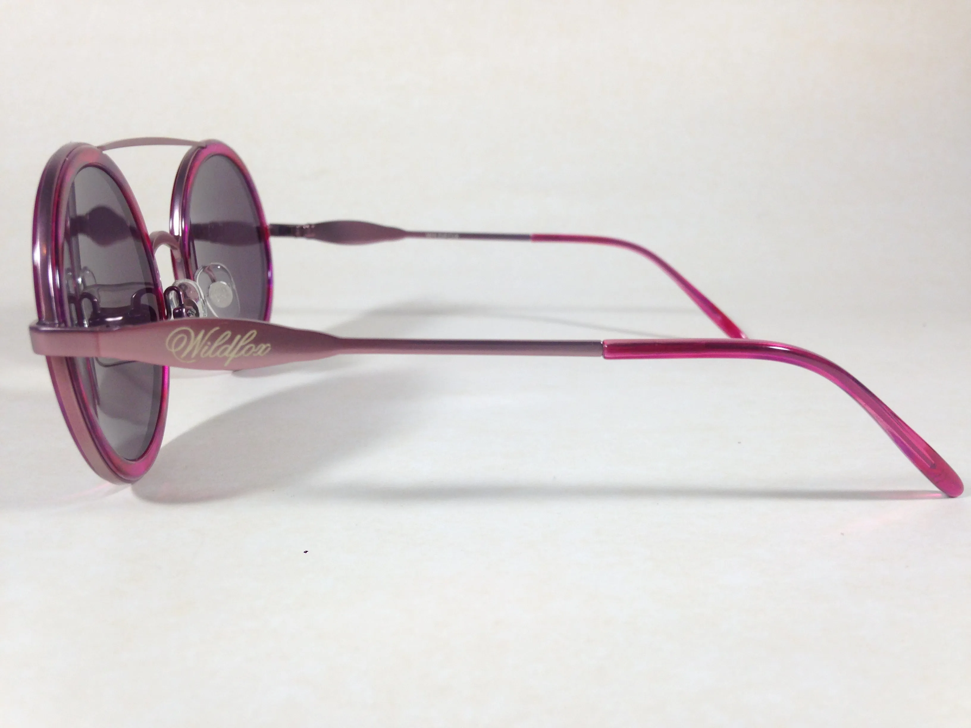 Wildfox Winona Wet Paint Sunglasses Round Pink Purple Frame Gray Mirror Lens