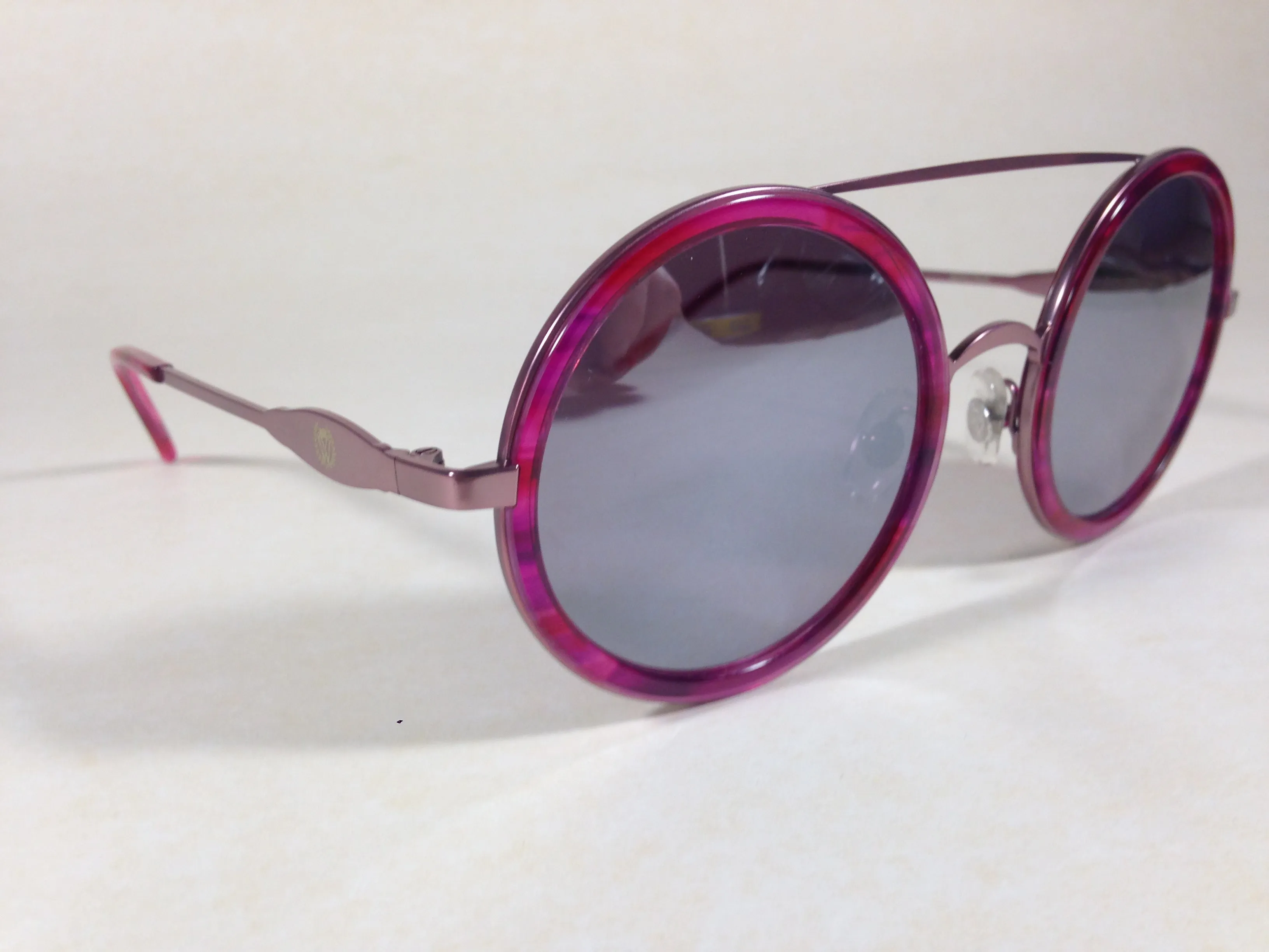 Wildfox Winona Wet Paint Sunglasses Round Pink Purple Frame Gray Mirror Lens