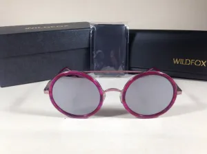 Wildfox Winona Wet Paint Sunglasses Round Pink Purple Frame Gray Mirror Lens