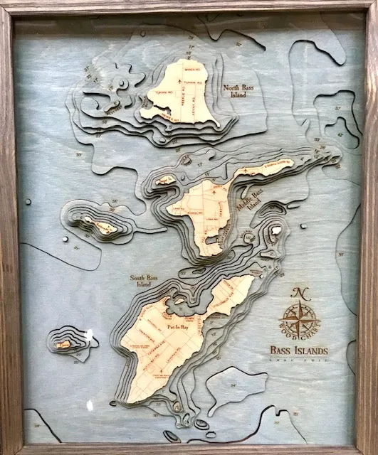 Wood Chart Nautical Map of Put-In-Bay & Bass Islands
