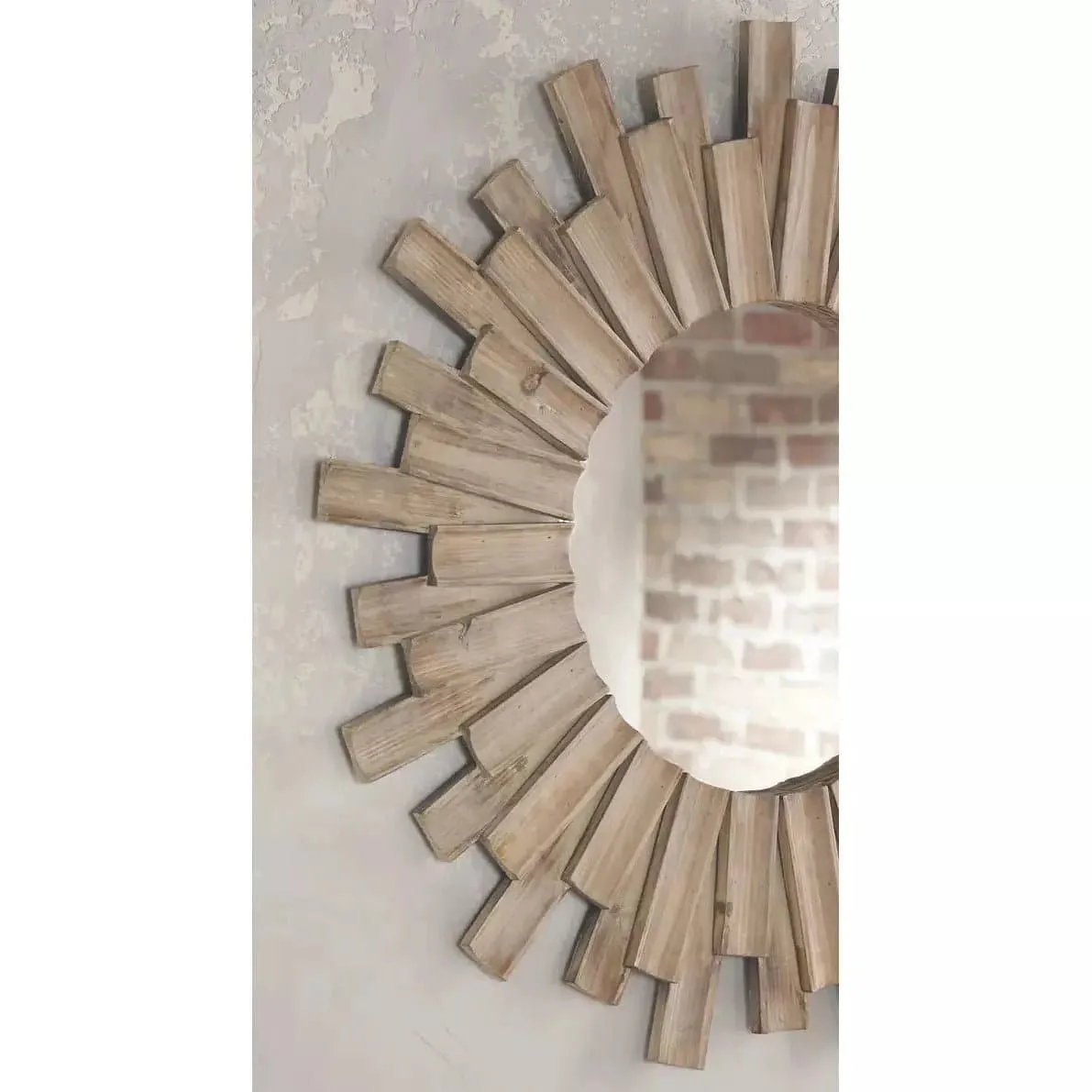 Wooden Sunburst Accent Mirror