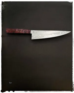 Wrought Iron Clad over High-Carbon Chef w/Redwood Burl