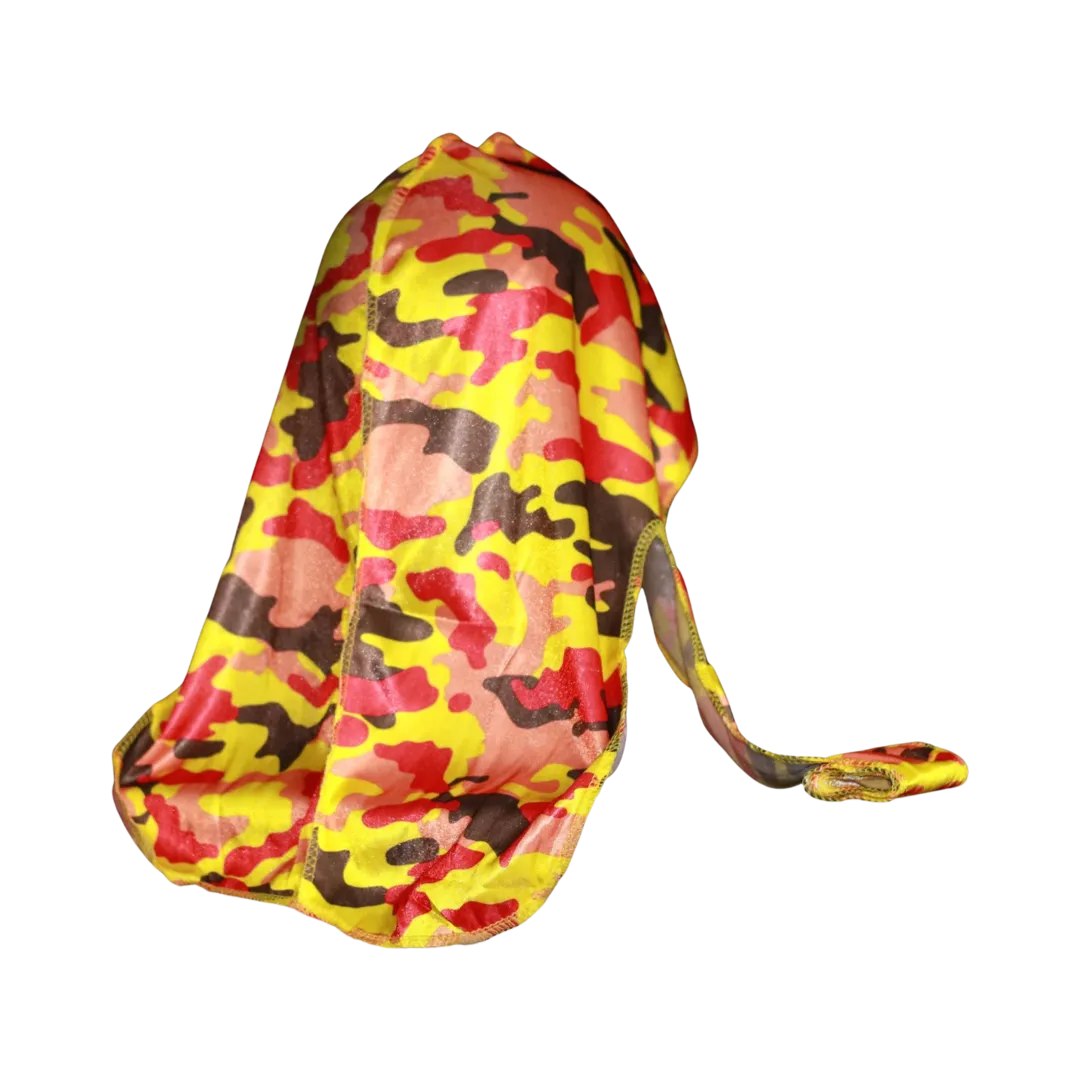 Yellow/Red Camo Silky Durag